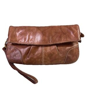 iLi New York Toronto Vtg.‎ Women AUTHENTIC Brown Leather Wristlet  Clutch 5x9x2"